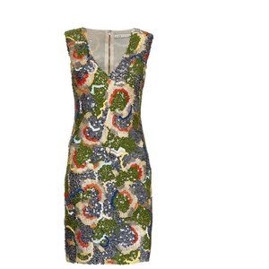 Alice + Olivia Abstract Flowers Sequined Dress